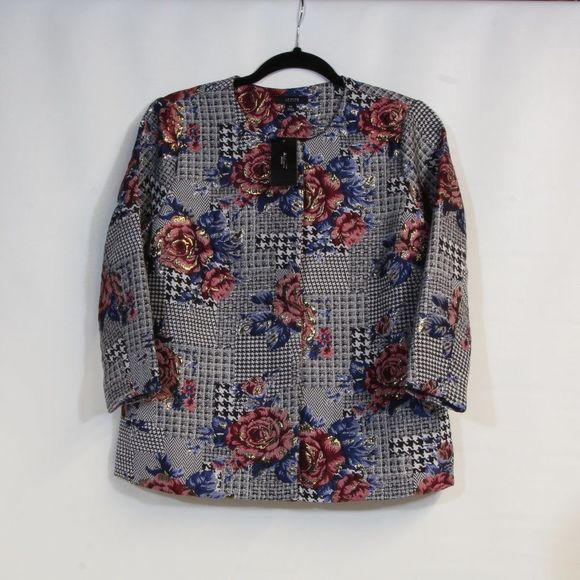 Alfani Jackets & Blazers - Alfani Petite Berry Shimmer Floral Bubble Sleeve Blazer Jacket NWT